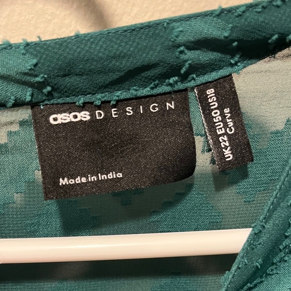 Chic Teal Midi Dress with Puff Sleeves - Picture 2 of 5